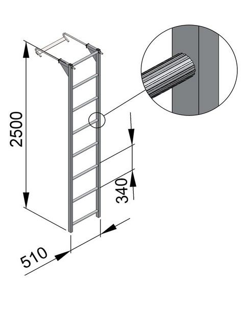 Лестница навесная алюминиевая со стальными кронштейнами