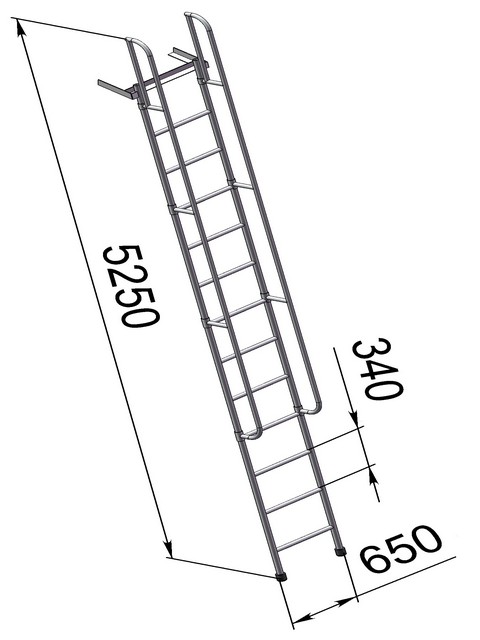 Лестница приставная алюминиевая наклонная с поручнями